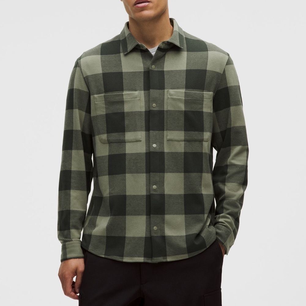 Lululemon Soft Knit Overshirt (flannel) White + Green